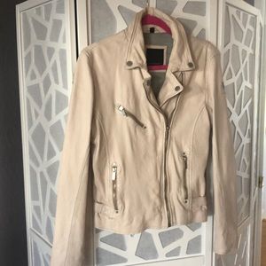 Soft pale pink  real leather biker jacket
